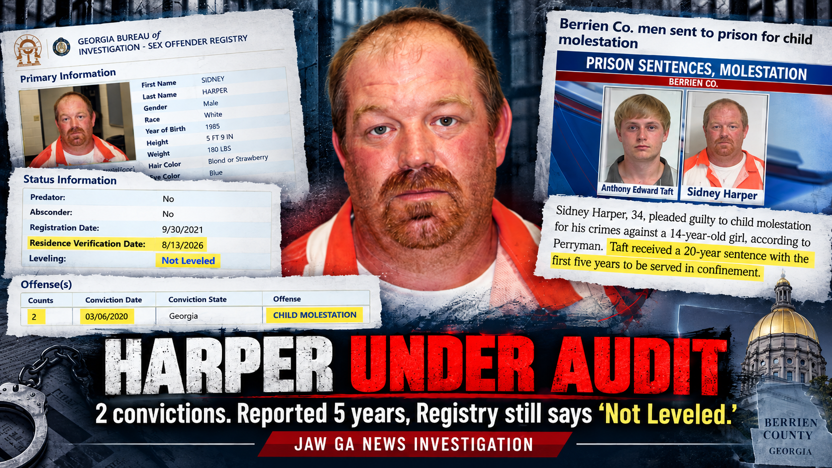 TWO COUNTS OF CHILD MOLESTATION, FIVE YEARS OF PRISON? JAW GA NEWS LAUNCHES AN INVESTIGATION INTO THE BERRIEN COUNTY JUSTICE SYSTEM